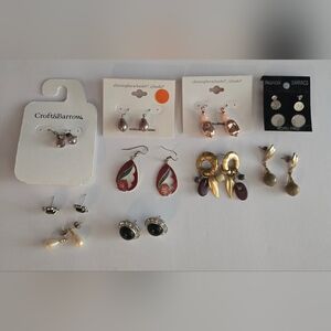 Unbranded 10 Pairs Of Earrings Black White Gold Silver New And Used